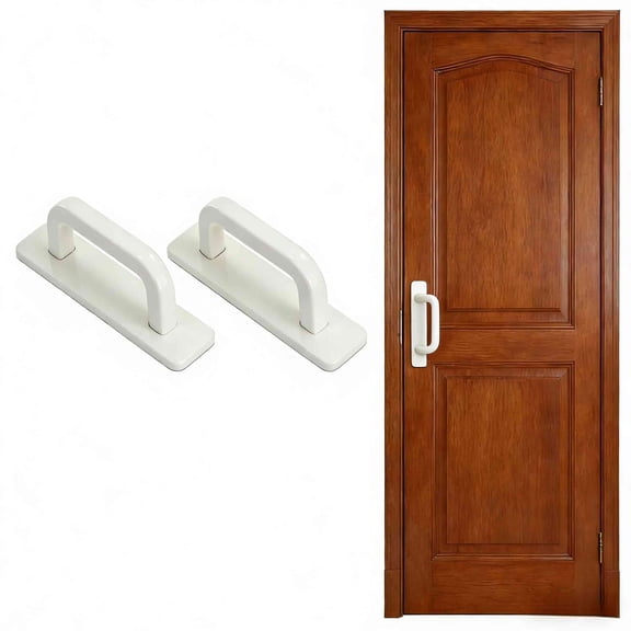 2Pcs Self-Stick Sliding Screen Door Pull Handles with Adhesive, 3.9inch Instant Handles for Kitchen Cabinet, Drawer, Window, Closet, Barn Door, Pocket Door(White)