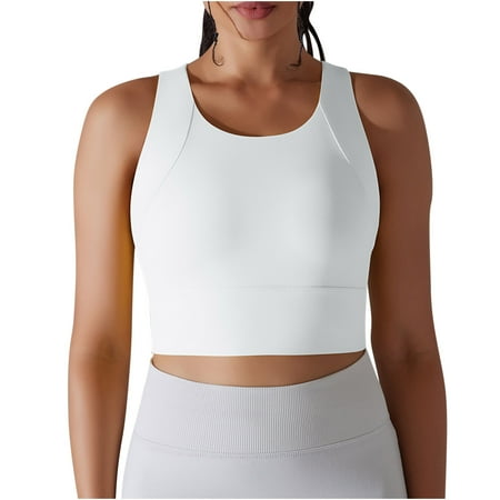 Mittory Sports Bras for Women Padded High Support Longline Seamless Workout Tank Top Yoga Bra Workout Exercise Sport Bra