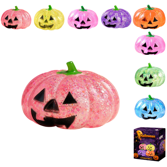Halloween Pumpkin Dumpling Squishy, Halloween Pumpkin Stress Ball Soft Stretch Squeeze Toy, Palm Size Desk Halloween Decorations, Autism Sensory Stress Relief Holiday Gifts Pink