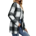 thumbnail image 6 of HUBERY Women Open Front Long Sleeve Houndstooth Plaid Print Cardigan, 6 of 8