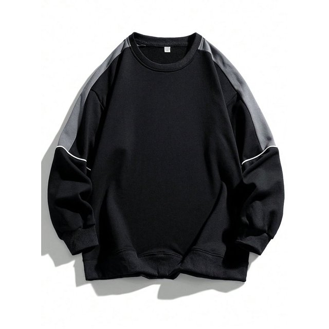 Men‘s Raglan Sleeves Fashionable Contrasting Round Neck Sweatshirt Suitable for Autumn and Winter
