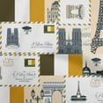thumbnail image 1 of oneOone Cotton Jersey Brown Fabric Paris Postcard Quilting Supplies Print Sewing Fabric By The Yard 58 Inch Wide, 1 of 6