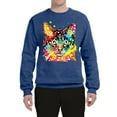thumbnail image 2 of Wild Bobby Dean Russo Colorful Blue Eyes Cat Cat Lover Unisex Crewneck Graphic Sweatshirt, Vintage Heather Blue, XX-Large, 2 of 5