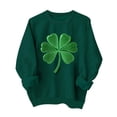 thumbnail image 3 of Girls St Patrick's Day Shirt Green Glitter Clover Print Soft Cotton Long Sleeve Relaxed Fit Top for Kids to Youth,Size 9-10T, 3 of 3