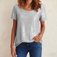 thumbnail image 5 of mgoYE Women's Sparkly Sequin Tops Short Sleeve Crew Neck Shirt Party Club Blouse(White,S), 5 of 6