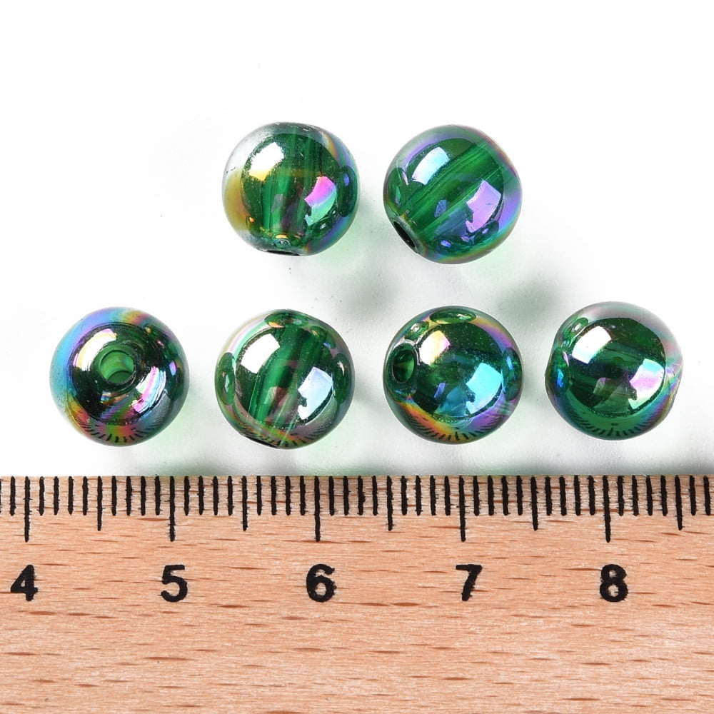 Transparent Acrylic Beads AB Color Plated Round Green 10x9mm Hole: 2mm about 940pcs/500g