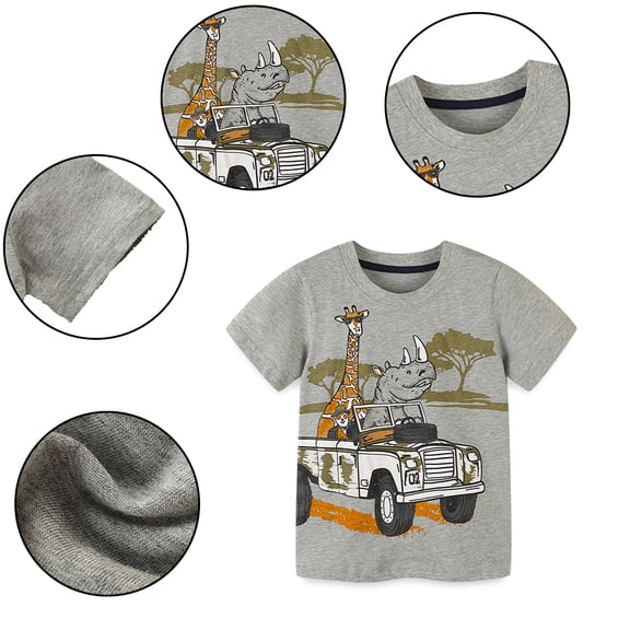 KYAIGUO 2-7T Boys Cotton T-Shirts Tops Baby Kids Fashion Cartoon Printing Tees Shirts Comforts Soft Bottoming Shirt for Boys