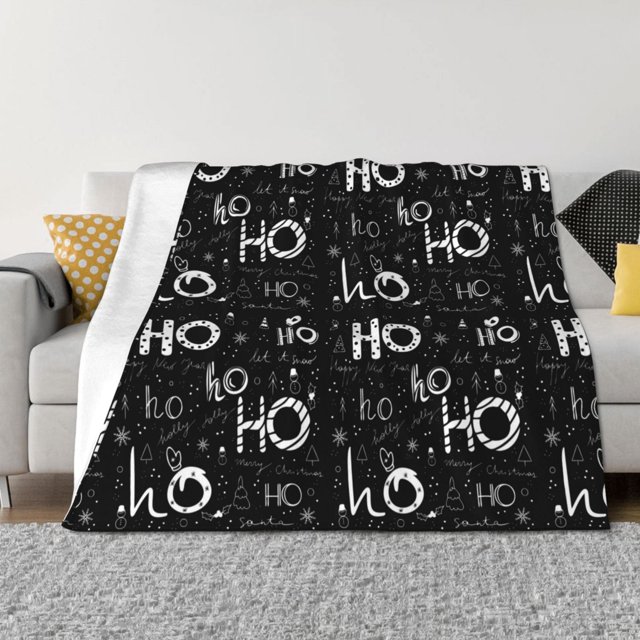 Balery Ho-Ho-Ho 2 Manta de Franela con Dibujo, Lujo Ultra Suave y Cálido, Antipelusa y Resistente a las Arrugas para Cama, Sofá, Camping -50"x40"