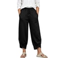 thumbnail image 2 of Women Winter Thickened Drawstring Elastic Waist Jogger Pants, Button Cuff Ankle Side Pockets Warm Casual Sports Loungewear Trousers Black XXL(XXL), 2 of 9