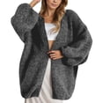thumbnail image 2 of Cardigan Sweaters for Women Fall Winter Long Lantern Sleeve Loose Casual Open Front Fuzzy Sweater Coats Outerwear, 2 of 5