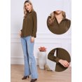 thumbnail image 2 of DARING DIVA Women's Long Sleeve Business Casual Work Top S Brown, 2 of 6