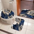thumbnail image 4 of Blue Marble Bath Mat 3 Piece Bathroom Rug Set, Grey Gold Texture Vintage Farmhouse Art Non Slip Bath Rug Contour Mat and Toilet Lid Cover, Absorbent Shower Mats Soft Bath Rugs and Mats Sets, 4 of 8
