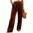 thumbnail image 2 of UKHCCC Wide Leg Pants for Women Velvet with Pockets High Waist Palazzo Trousers Flowy Dressy Casual Loose Fit Soft Velvety Office Party Evening S-2XL, 2 of 8