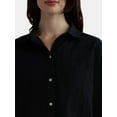 thumbnail image 4 of Time and Tru Women’s and Women’s Plus Textured Cotton Coverup Shirt, Sizes XS-3X, 4 of 5