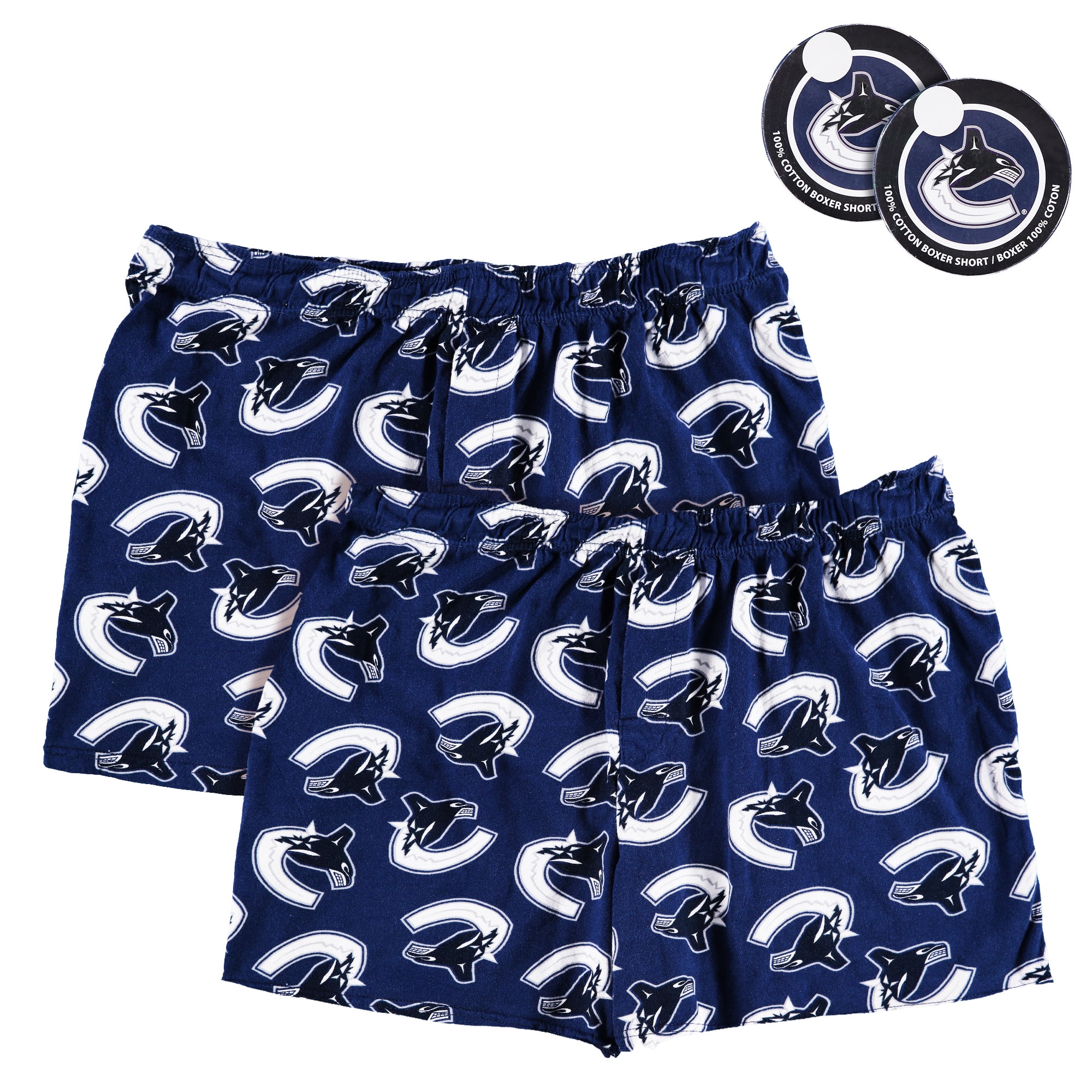 NHL Men's 2Pack Puck Boxers Shorts Vancouver Canucks Cotton