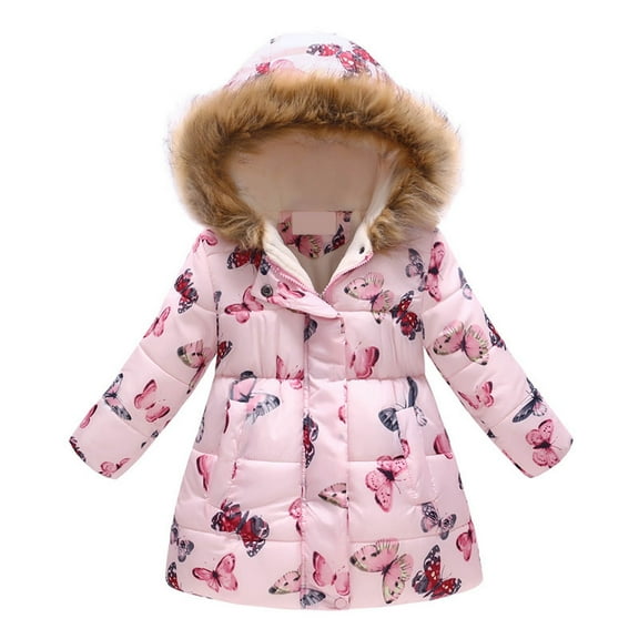 Siilsaa Baby Girls Jacket Hooded Kids Warm Windproof Toddler Coat Thick Winter Coat Outwear Clothes Light Pink,8-9 Years