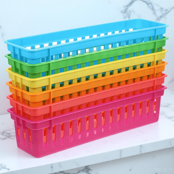 WEUVEB 6Pcs Plastic Pencil Holder Desk Organization Colored Pencil Container for Classroom Use