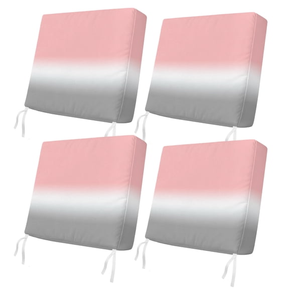 Outdoor Patio Cushion Covers 4 Pack Pink and Grey Ombre Patio Chair Cushion Covers with Ties and Zipper Gradient Gradual Color Waterproof Outdoor Seat Cushion Covers for Patio Furniture 20"x18"