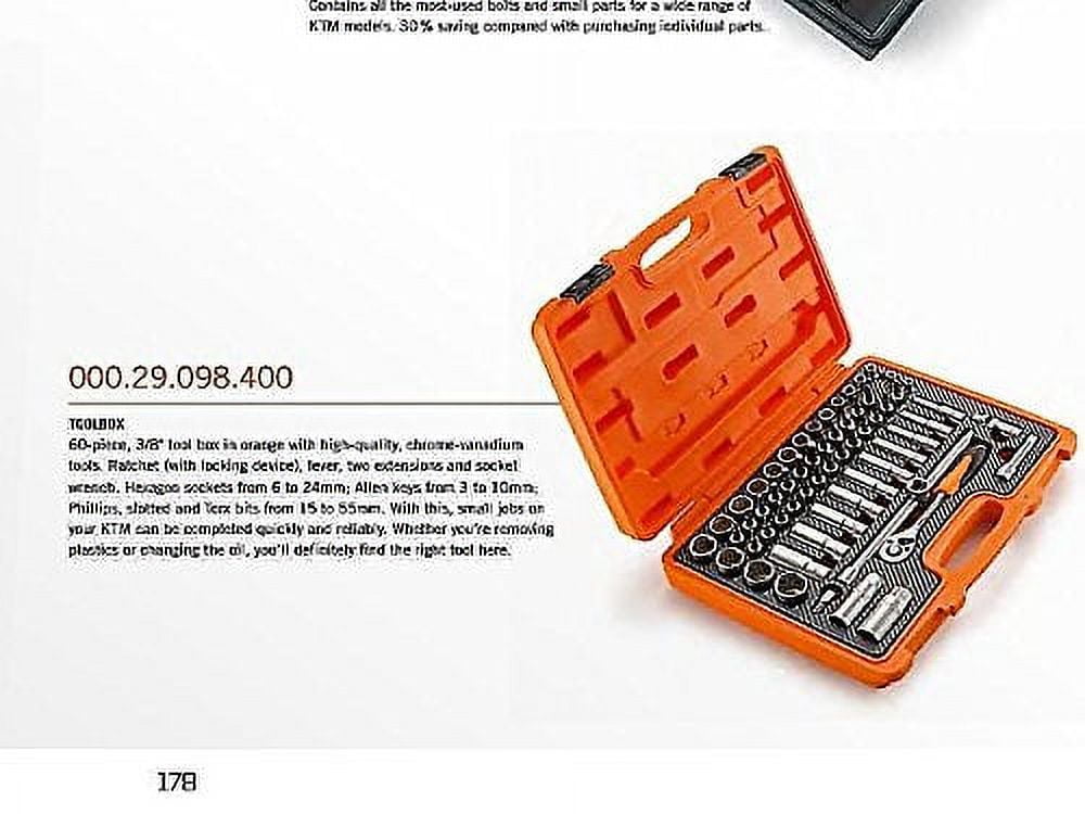NEW KTM 60 PIECE 3/8" TOOL BOX SET KIT SX EXC XC SXF SR JR 00029098100
