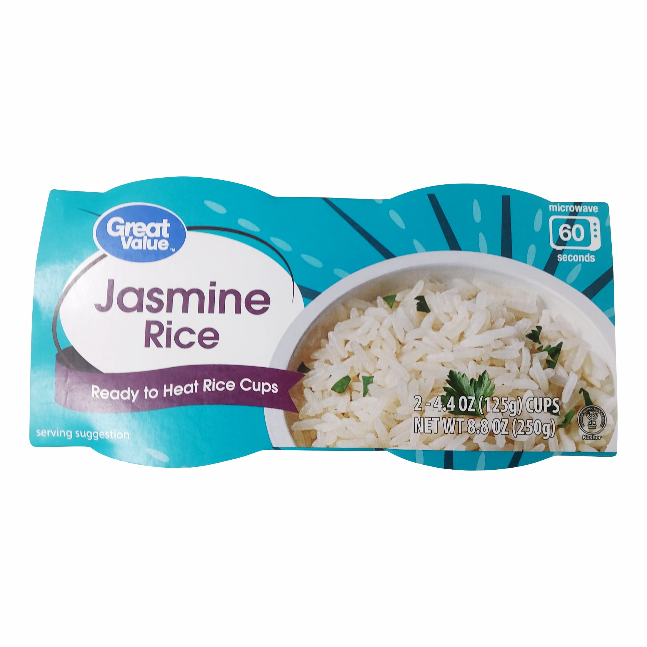 Great Value Ready to Heat Jasmine Rice Cups, 8.8 oz, 2 Count