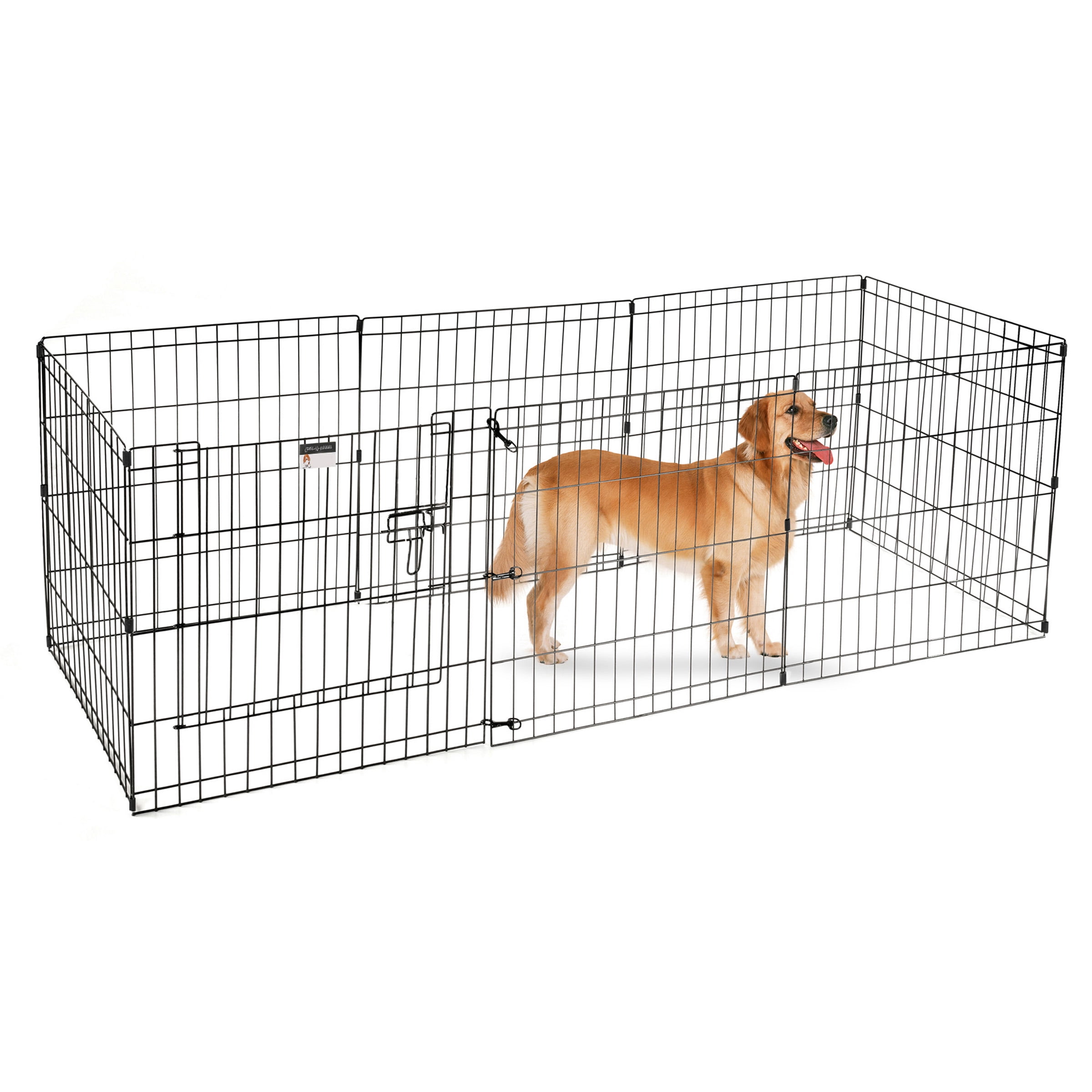Puppy Playpen – Foldable Metal Exercise Enclosure – Eight 24x24-Inch Panels – Indoor/Outdoor Pen with Gate for Dogs, Cats or Small Animals by Petmaker