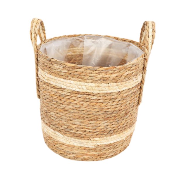 Cesta tejida para macetas, cubierta decorativa para macetas, adorno para el hogar 28 cmx28cm
