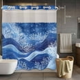 thumbnail image 3 of Summer Sea No Hook Shower Curtain with Snap in Liner Nautical Coastal Abstract Watercolor Ocean Waves Corals Waterproof Bathroom Shower Curtain with See Through Top Window for Bathtub 72" x 72", 3 of 9