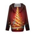 thumbnail image 6 of Women's Fashion Christmas Print Casual Zip-Up Long-Sleeve Hooded Jacket, for Outdoor Activities and Daily Use,Wine,L, 6 of 6
