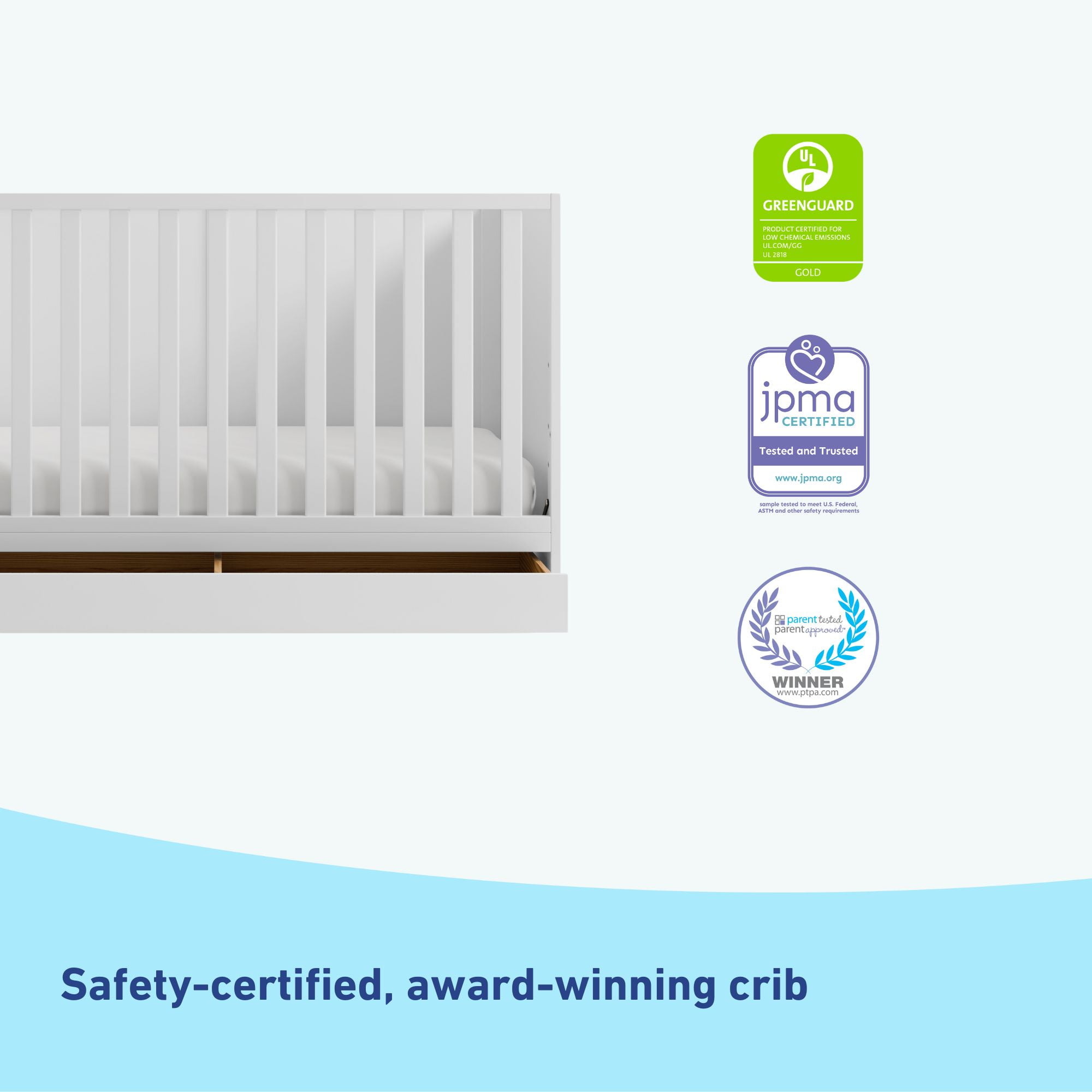 Graco Theo 3-in-1 Convertible Baby Crib with Drawer, White