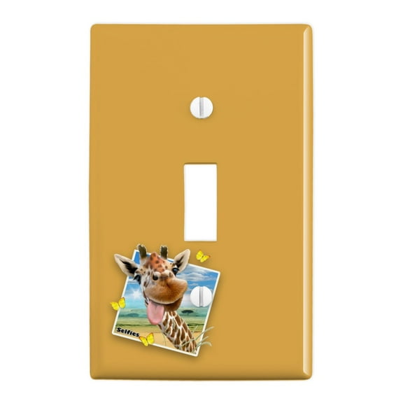 Giraffe Selfie Picture Plastic Wall Decor Toggle Light Switch Plate Cover