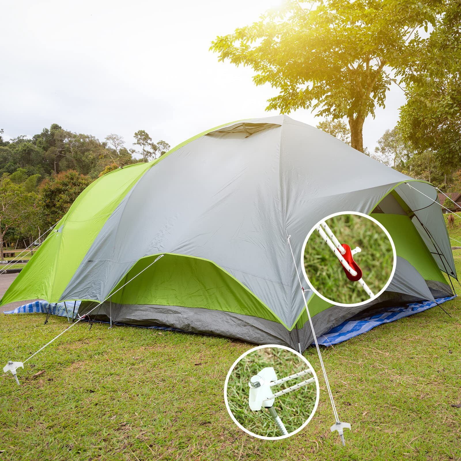 10 Tent Stakes Heavy Duty Tent Stakes Screw in Metal Camping Stakes with Lumi...