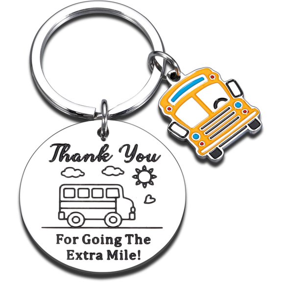 School Bus Driver Appreciation Gifts, School Bus Driver Gifts, Thank You Gifts for Women Men, Thank You for Going The Extra Mile Keychain for Driver, Teacher’s Day Retirement Birthday Leaving Gifts