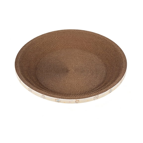 Cat Scratcher Bed, Round Cardboard Scratching Board for Indoor Cats, Shallow Bowl Shape,Scratch Pad Surface, Corrugated Cardboard, Furniture Protection, Claw Care, Furniture protector for couch