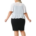 thumbnail image 4 of DARING DIVA Women's Plus Cropped Short Sleeve Open Front Sheer Shrug 1X White, 4 of 6