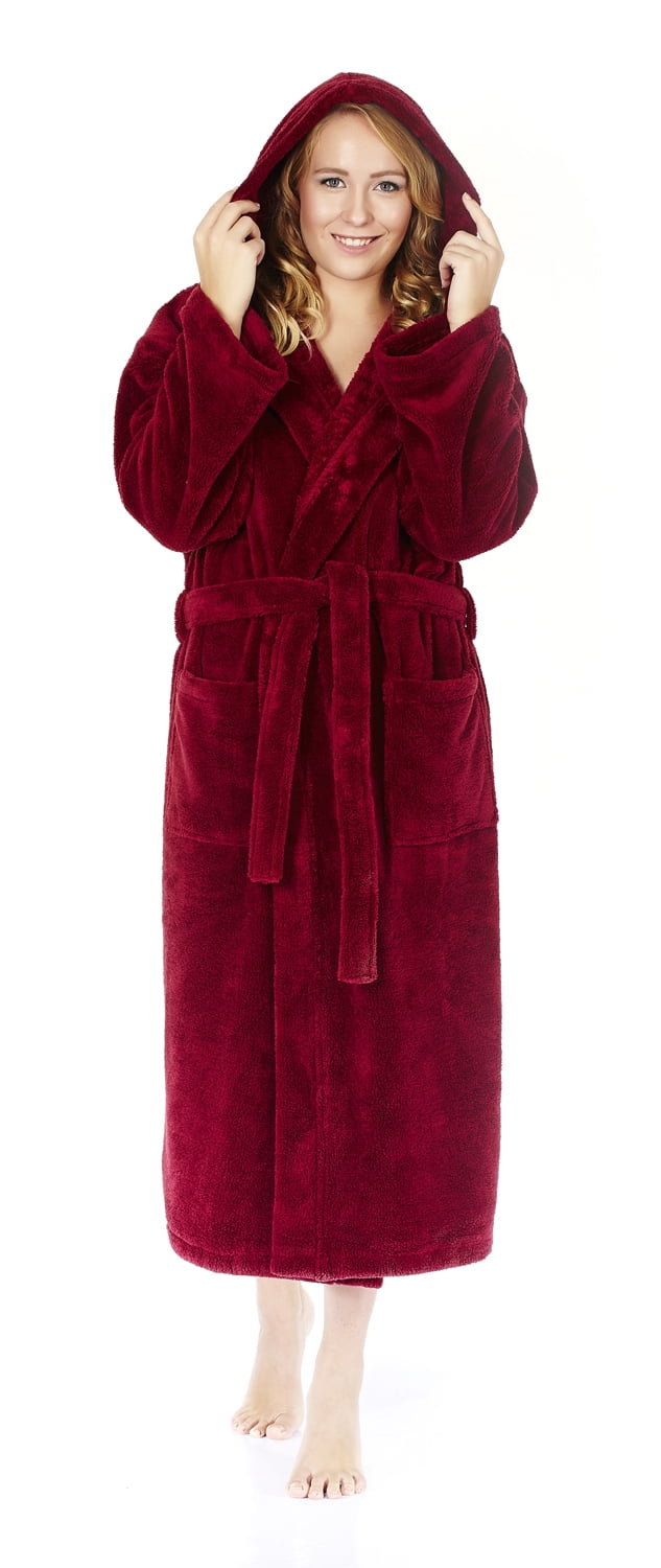 Women's Hooded Fleece Plush Robe Turkish Bathrobe