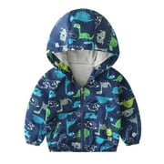 BJYX Toddler Boy Dinosaur Print Hooded Jacket