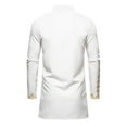 thumbnail image 3 of Ecqkame Men's Ethnic Sets 2 Piece Printed Long Sleeved Stand Collar Dashiki &Trousers Two-Piece Set for Men B-White M, 3 of 7