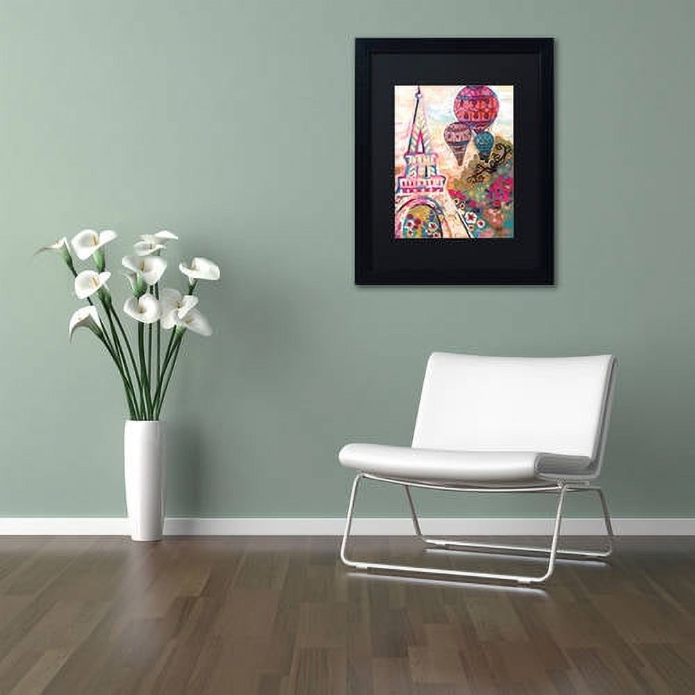 Trademark Fine Art "Ballons Sur Paris" Canvas Art by Natasha Wescoat, Black Matte, Black Frame