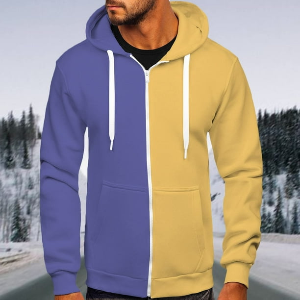 Tons Of Style u0026 Prints,POROPL Patchwork Solid Zipper Sport Sweatshirt  Sweater Men Hoodies Under $10 Clearance Yellow Size 6 - Walmart.com