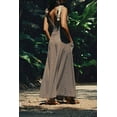 thumbnail image 4 of Women Casual Summer Smocked V Neck Beach Striped Sleeveless Sundress Flowy Long Dress with Pockets Dark Gray XL, 4 of 5