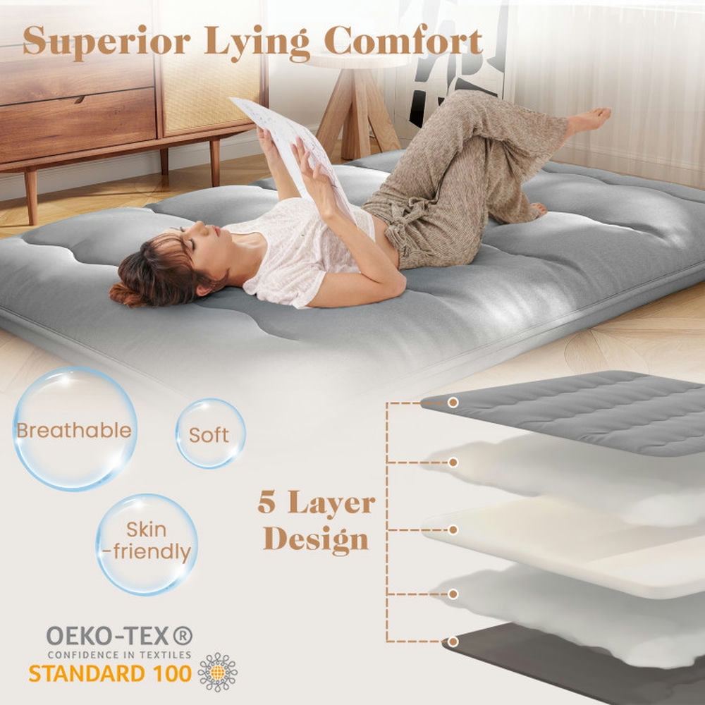 GVN Floor Mattress, Mattress,Futon Mattress with Washable Cover and Carry Bag-Full Size