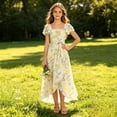 thumbnail image 6 of WRKEKC Dresses for Girls Flutter Sleeve Ombre Floral Print Pleated Fabric Waist Tie Swing Casual Summer Dress For Girls 3-10 Years, 6 of 7