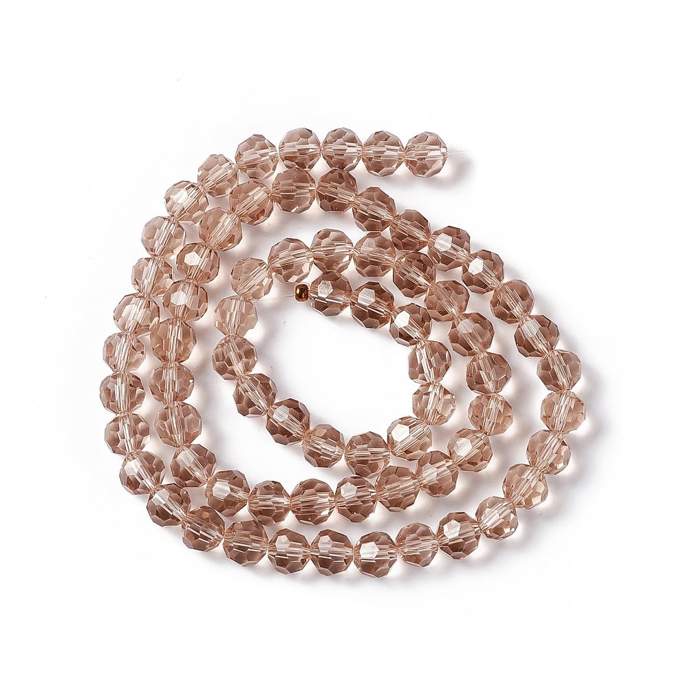 10strands Glass Beads Strands Faceted(32 Facets) Round BurlyWood 8mm Hole: 1.5mm about 66~67pcs/strand 15.12 inch~15.35 inch(38.4~39cm)