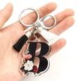 thumbnail image 4 of LLavero de acrílico del alfabeto para hombre y mujer, llaveros de borla con patrón de pétalos de arte, soporte para bolso, 26 letras iniciales, regalos Unisex, 4 of 4
