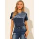 thumbnail image 2 of Día de San Patricio Camiseta Terciopelo Sólida Casual De Manga Corta Con Cuello Redondo Para Mujer Gris azul XL, 2 of 6