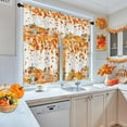 thumbnail image 3 of Fall Orange Leaves Kitchen Window Curtains Valance and Tier Set 36 Inch, Autumn Watercolor Pumpkin 3 Piece Window Treatment Tiers for Living Room Bedroom Kitchen Decor Drapes, 3 of 6