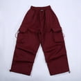 thumbnail image 6 of Cargo Pants For Girls Casual High Waisted Loose Fit Sweatpants with Pockets Solid Color Kid Fashion Cargo Winter Warm Streetwear,Z3-,7-8 Years, 6 of 6