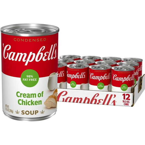 (12 pack) Campbell's Condensed 98% Fat Free Cream of Chicken Soup, 10.5 oz Can