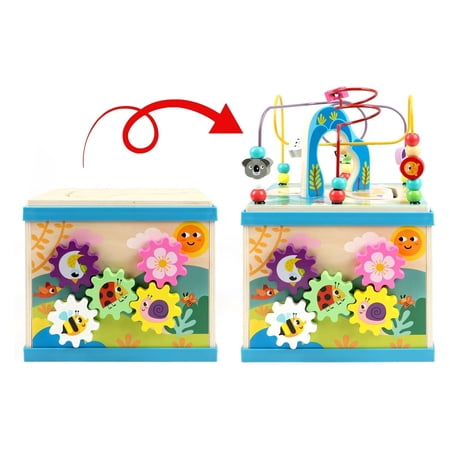 PETYOUNG WOODEN ACTIVITY CUBE, 5-IN-1 MONTESSORI TOY FOR 3+ YEARS, WITH BEAD MAZE & 5 MULTICOLOR SIDES, IDEAL GIFT FOR BOYS & GIRLS
