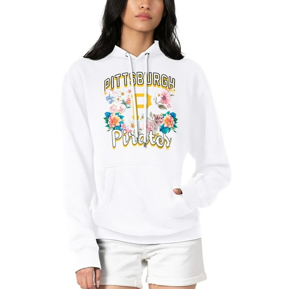 Women's G-III 4Her by Carl Banks White Pittsburgh Pirates Flowers Graphic Pullover Hoodie